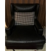 Image 1 : Genuine Leather w/ Printed Upholstery Accent Chair 30x33x35