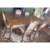 Image 2 : Vintage Wooden Table w/ 6 Chairs (2 Leaf Inserts Included; One Chair, the Wood is Separating)