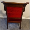 Image 3 : Antique Victorian Upholstered Arm Chair - Empire Tuffed Red Velvet w/ Mahogany Base 29x25x23