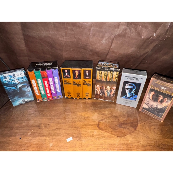 Boxed VHS Sets - Planet Of The Apes The Godfather Terminator & More