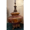 Image 5 : Vintage Mid-Century Iridescent Carnival Glass Table Lamp w/ Brass Base (14x28"tall)