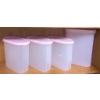 Image 6 : Tupperware Clear Storage Containers With Pink Lids and White Cutlery Set