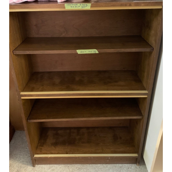Vintage Wooden Bookshelf - 33W, 48T 