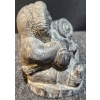 Image 3 : Wolf Designs Soapstone Carving with Inuit Figures, 4 Inches Tall