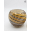 Image 4 :  Amber Swirl Glass Vessels And Brass Decorative Pieces. 