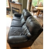 Image 2 : Soft Black Leather Reclining Couch In Great Condition 77"Long Depth 32" H 37" 