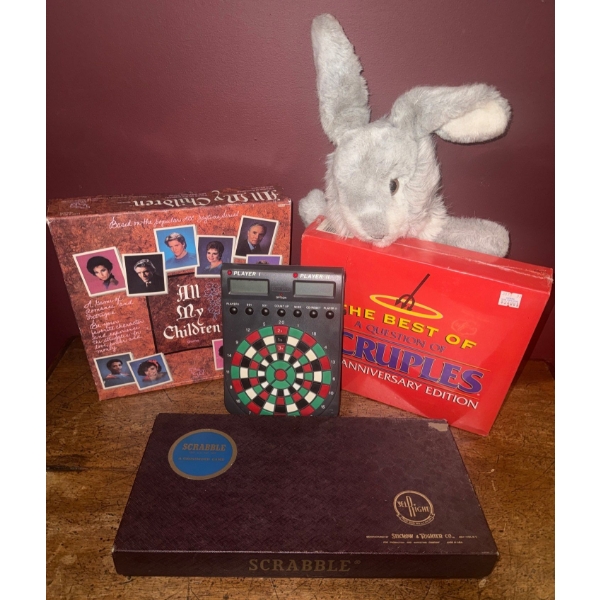 Game Collection - All My Children Scruples Handheld Electronic Darts Scrabble & More 
