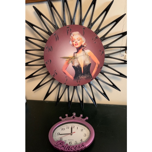 Marilyn Monroe 'Center Of The Sun' Wall Clock w/ Princess Juvenile Clock Quartz 7x7