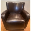Image 4 : Black Leather Club Chair & Matching Ottoman "Tub Chair"  31x31x35"tall 