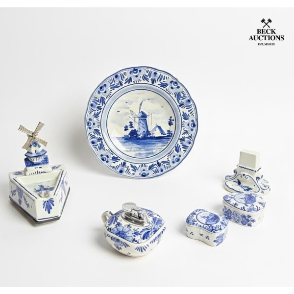 Collection Of Vintage Delft Blue Pottery , 