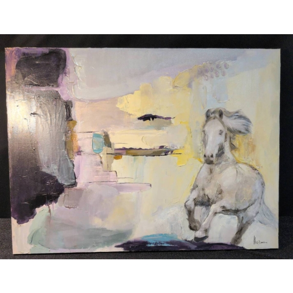 Original Abstract Painting Depicting Horse, Signed by Artist