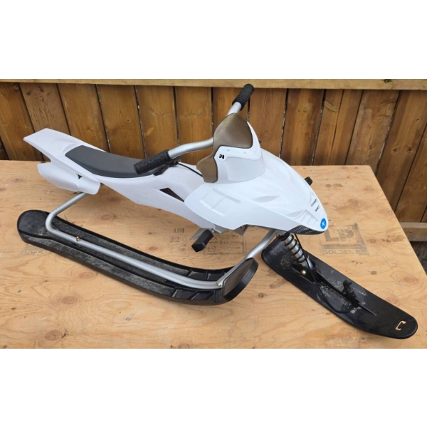 White Snow Racer Sled with Steering and Brakes