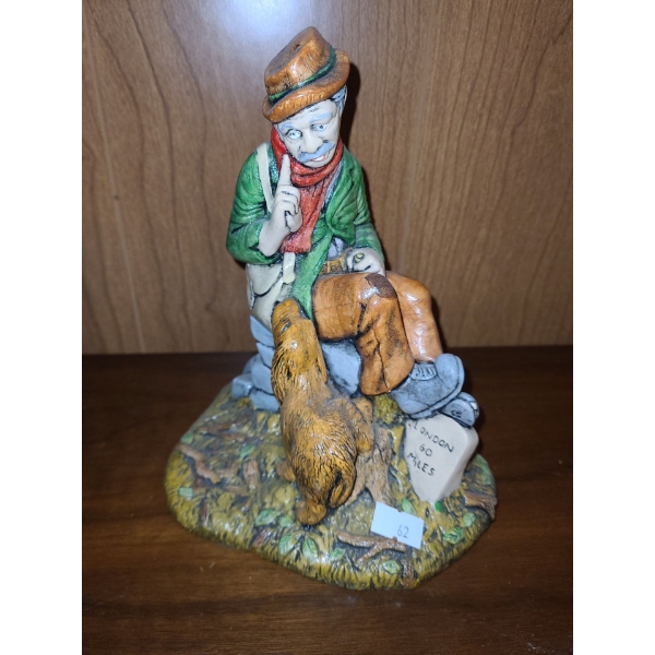 Ceramic Figurine of Hobo and Dog 8 T