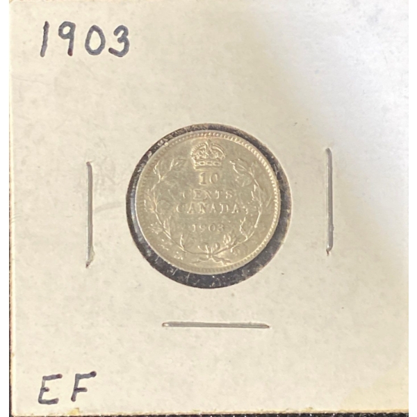 1903 EF Canadian Dime 92.5% Silver