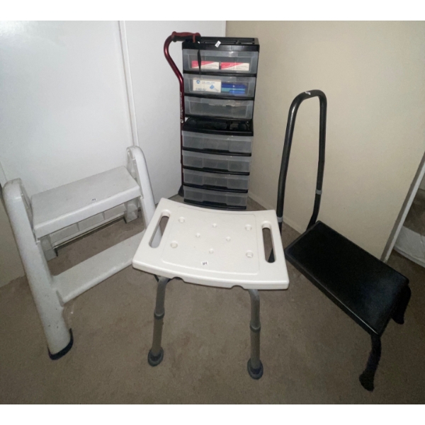 House & Home Items  Stool, Bath Chair Support, Storage Drawers On Wheels, 