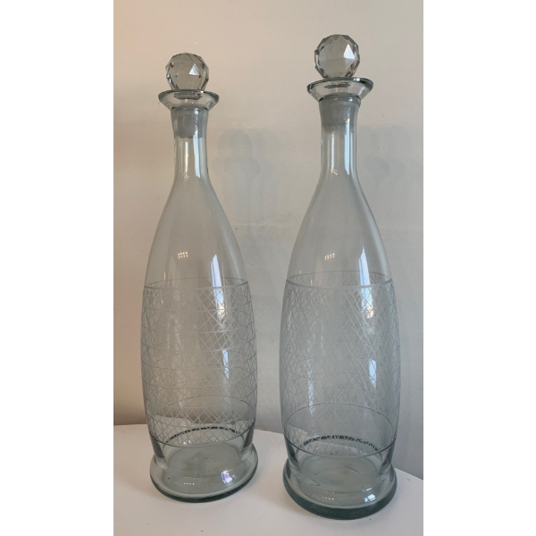 2 Large Glass Decanters - 19T Each 