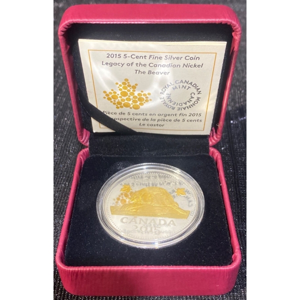2015 5-Cent Legacy of the Beaver Nickel Fine Silver Coin 31.83 Grams