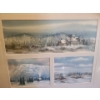 Image 2 : Group of 3 Winter Scene Paintings- Artist Willie Wong, 21 X 18 Framed Under Glass 