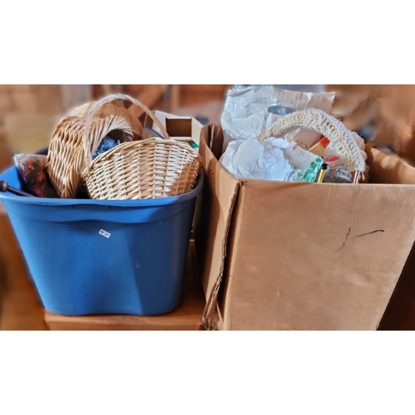 - Sewing/ Knitting Supplies, Baskets- Largest:18 W, 11 D, 16 T, Unfinished Knit Scarves