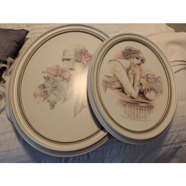 Sara Moon Petite Point Pictures of Ladies 23 Inches tall