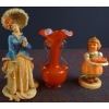 Image 1 : Goebel Collector's Club Figurine, Borsato Porcelain, and Red Glass Vase