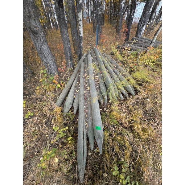  pile of fence posts pressure treated
