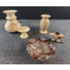 Image 1 : MURANO Art Glass Dish, 70s Vase and Candle Holder, Heavy Stone Vase and Small Inuksuk