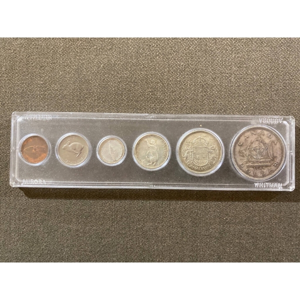 Canadian Coin Set Featuring 1949 Silver Dollar and Commemorative Pieces