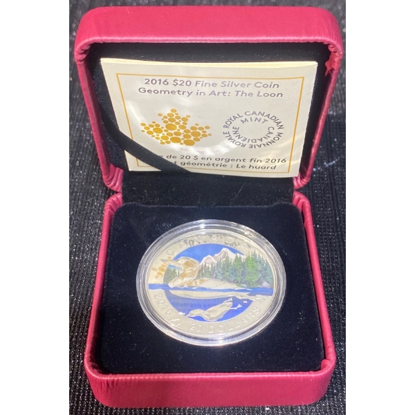 2016 $20 Geometry in Art: The Loon Fine Silver Coin 31.83 Grams