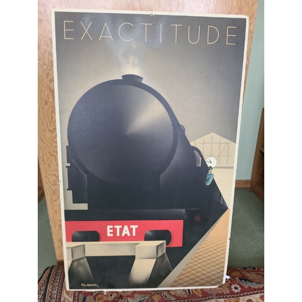 Fix- Masseau Poster on Foam of "Exactitude" 39 X 24 Printed in France 1979 (Some Damage to Corner)