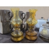 Image 3 : 2 Mini Oil Lamps (H-4") + 10PC Tea Set + Brown Speckled Pottery Mini Jug