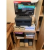 Image 1 : Brother Laser Printer, CanoScan Scanner, and Wooden Shelf Unit Office Supply Bundle