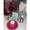 Image 2 : Cranberry Glass Platter Decorative Jug Hanging Egg Candle Holder Faux Florals 17T  & More 
