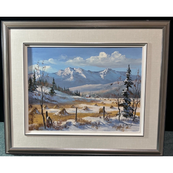 Early Snow Oil on Board Painting by Georgia Jarvis (18" X 23.5")