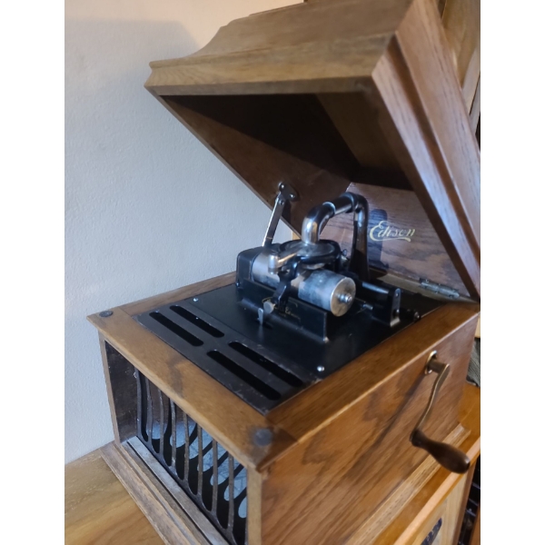 Edison Blue Amberol Player, Large Assortment of Music Tubes and Wood Cabinet 24 W, 13.5 D, 40 T