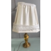 Image 3 : Table Lamps: One Brass and One Wooden with Fabric Shades