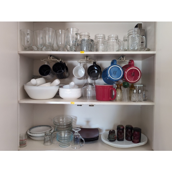 Kitchenware - Glassware, Corelle Plates, T Fal Model EY2018, Sunbeam Mixmaster, Hamilton Rexbrew