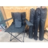 Image 3 : Black Folding Camp Chair with Accessories and Wooden Multi-Tier Display Stands