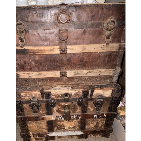 2 Antique Steamer Trunks - As Is - Well Loved 