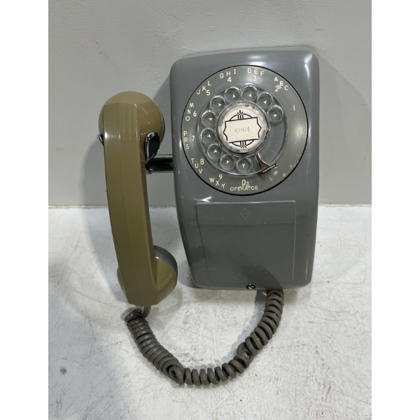Vintage Grey Northern Electric Wall Mount Rotary Telephone