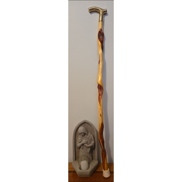 Carruth Studio Lovely Concrete  Shepard w/ Brass Handle Burl Wood Cane (34T) 