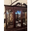 Image 4 : Buffet & Hutch Set With Collector Plates, Mirrored Curio, and Lighting