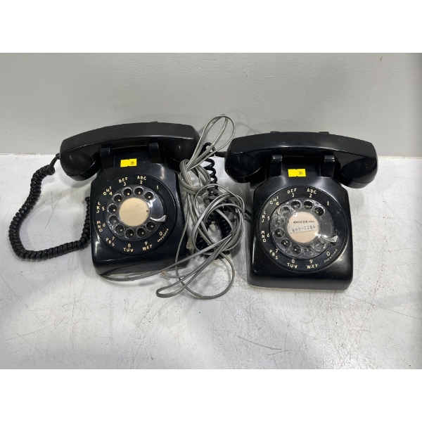 Pair of Vintage Northern Electric Table Rotary Telephones