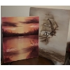 Local Artist Collaboration By Doreen & Lloyd Rogowski Piratte Ship & Sunset Landscape 