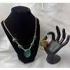 Image 1 : Stamped .925  22-Inch Aventurine Necklace and Brodzite Bracelet 