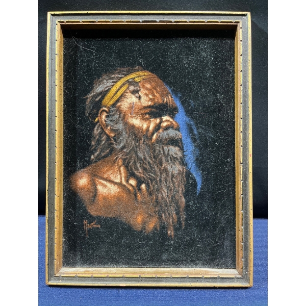 Martinus Velvet Portrait Painting 8.5Wx11.5H