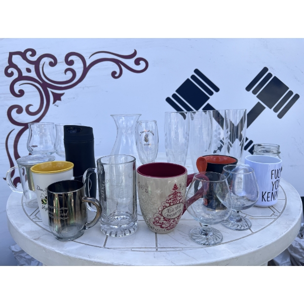 Glassware, Mugs, and Drinkware Lot (15 Pieces)