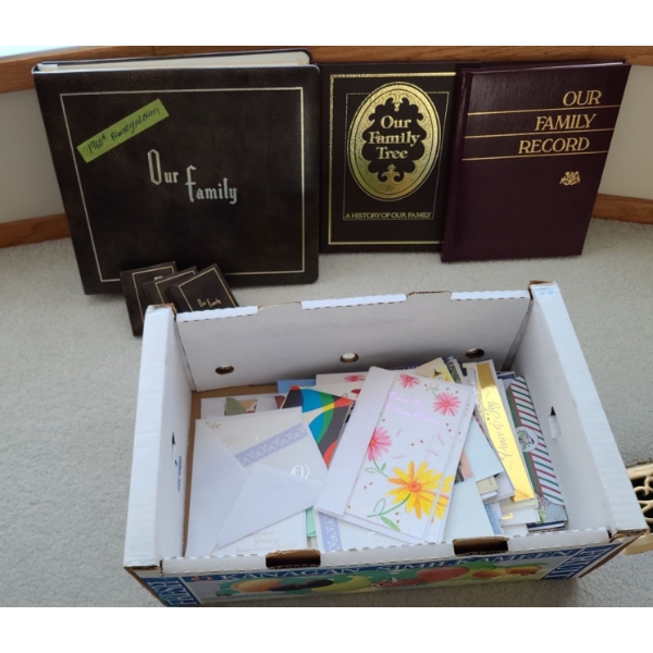 'Our Family' Record Books w/ Assortment of Cards 