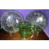 Image 1 : Jeanette Glass Company Green Depression Glass Trio(Jug & Two Plates)
