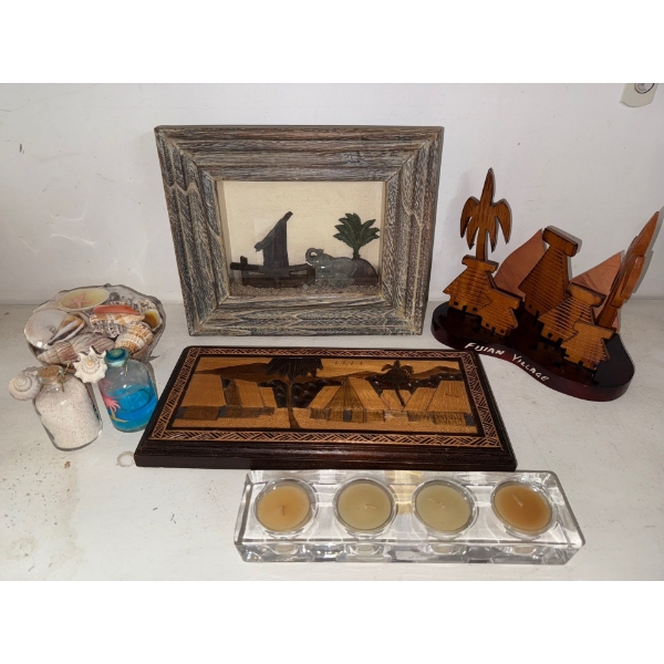 Decor Spread - Travel Souvenir's Shadow Box Art w/ Candelabra & More 